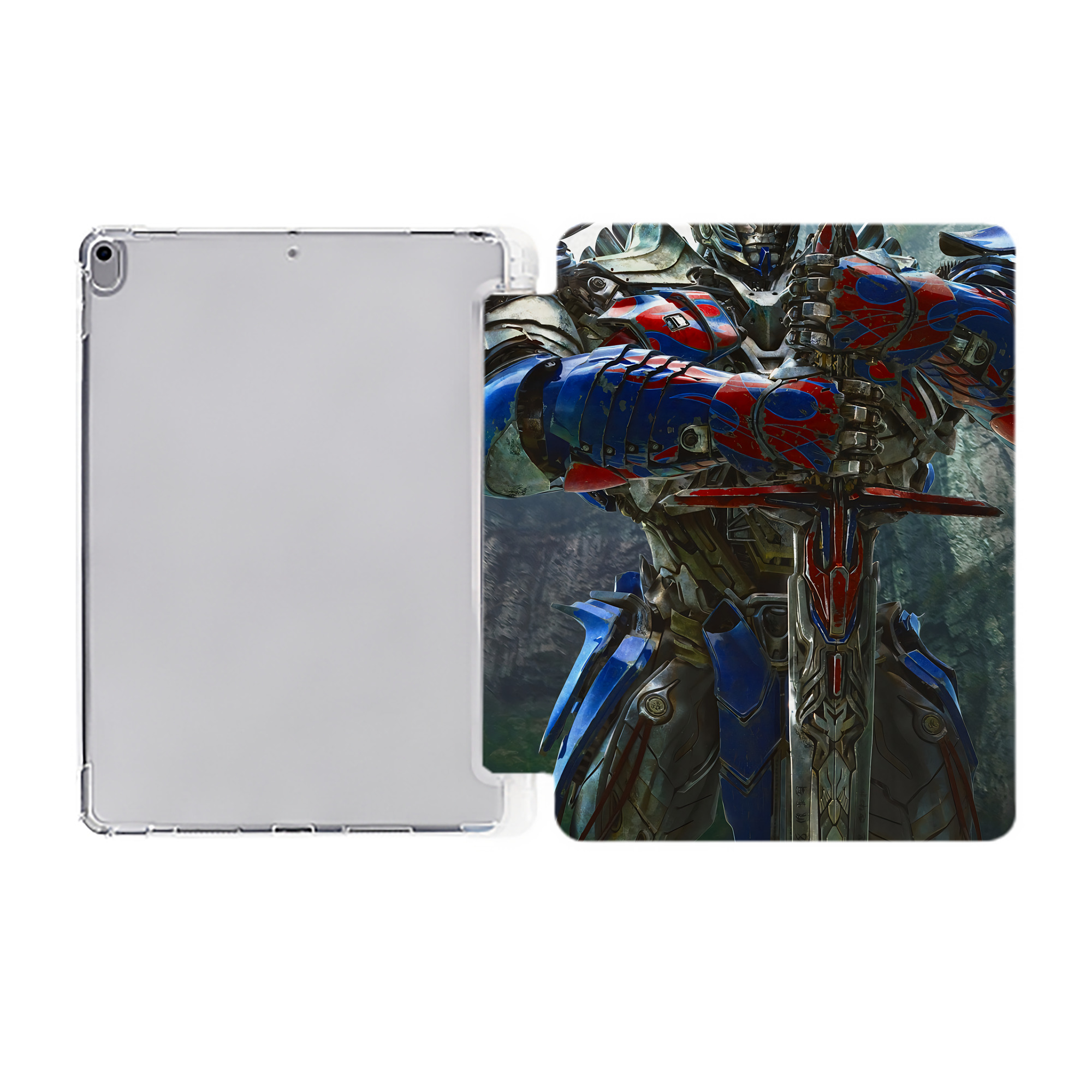 （画像用） Transformers トランスフォーマー IPad ケース ペン収納付き 三つ折りスタンド PUレザー×シリコン 対応機種9.5/10.5/10.9インチ